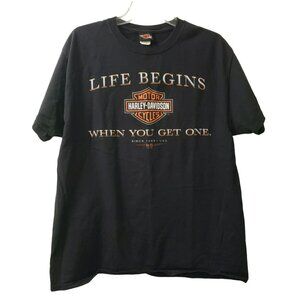 Harley Davidson Dealer Shirt, Heart of Dixie Pelham AL, L, Life Begins When